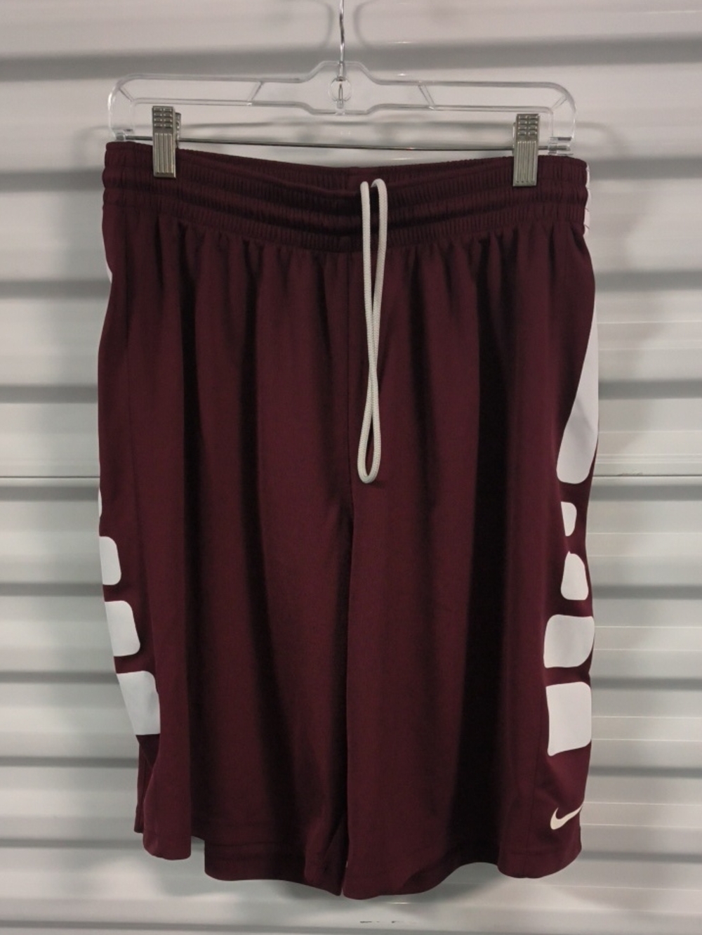 Nike Elite Stripe Dri-Fit Basketball Maroon White Game Shorts Men's Size L